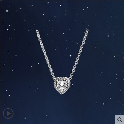 Pandora vòng cổ Mạ Bạc 925 Mặt Trái Tim Sang Trọng