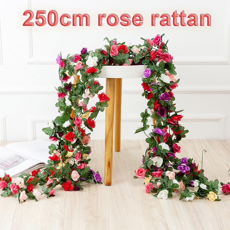 Dây Hoa Hồng Giả Trang Trí Tiệc Cưới 250cm