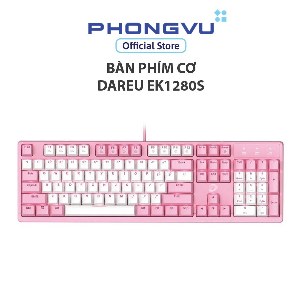 Bàn phím cơ DareU EK1280s (Trắng - Hồng) - Bảo hành 24 tháng