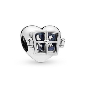 Charm hình trái tim/ ngôi sao đính đá màu xanh bạc 925 dùng cho vòng tay