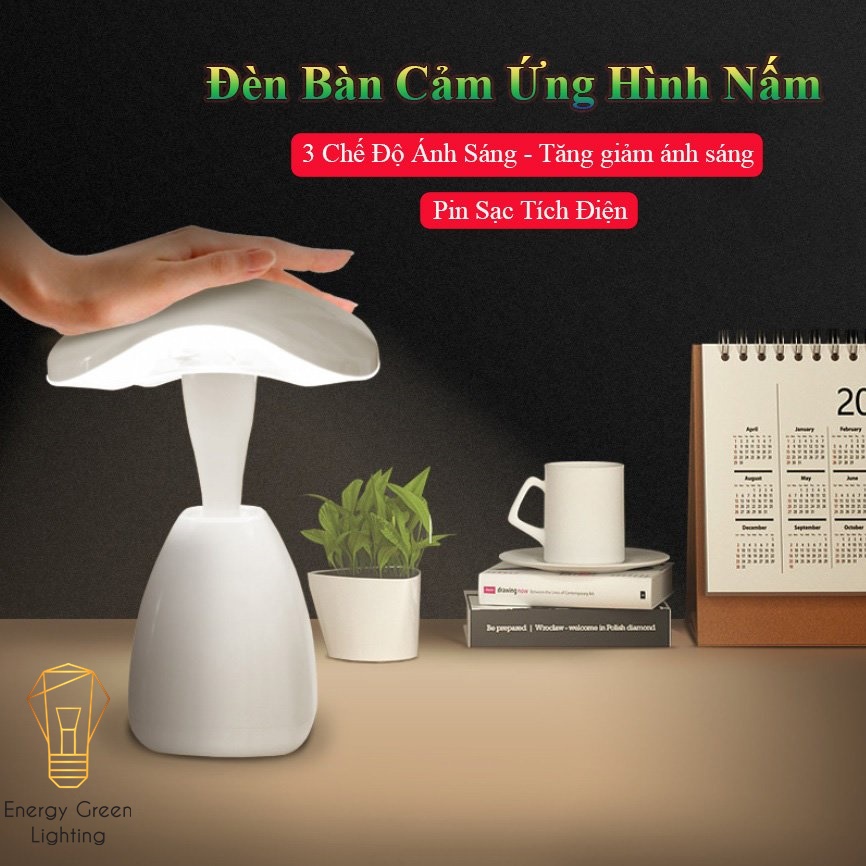 Đèn Bàn Hình Cây Nấm Energy Green Lighting ZDT-5888 - 3 Chế Độ Ánh Sáng - Tăng Giảm Ánh Sáng - Pin Sạc Tích Điện