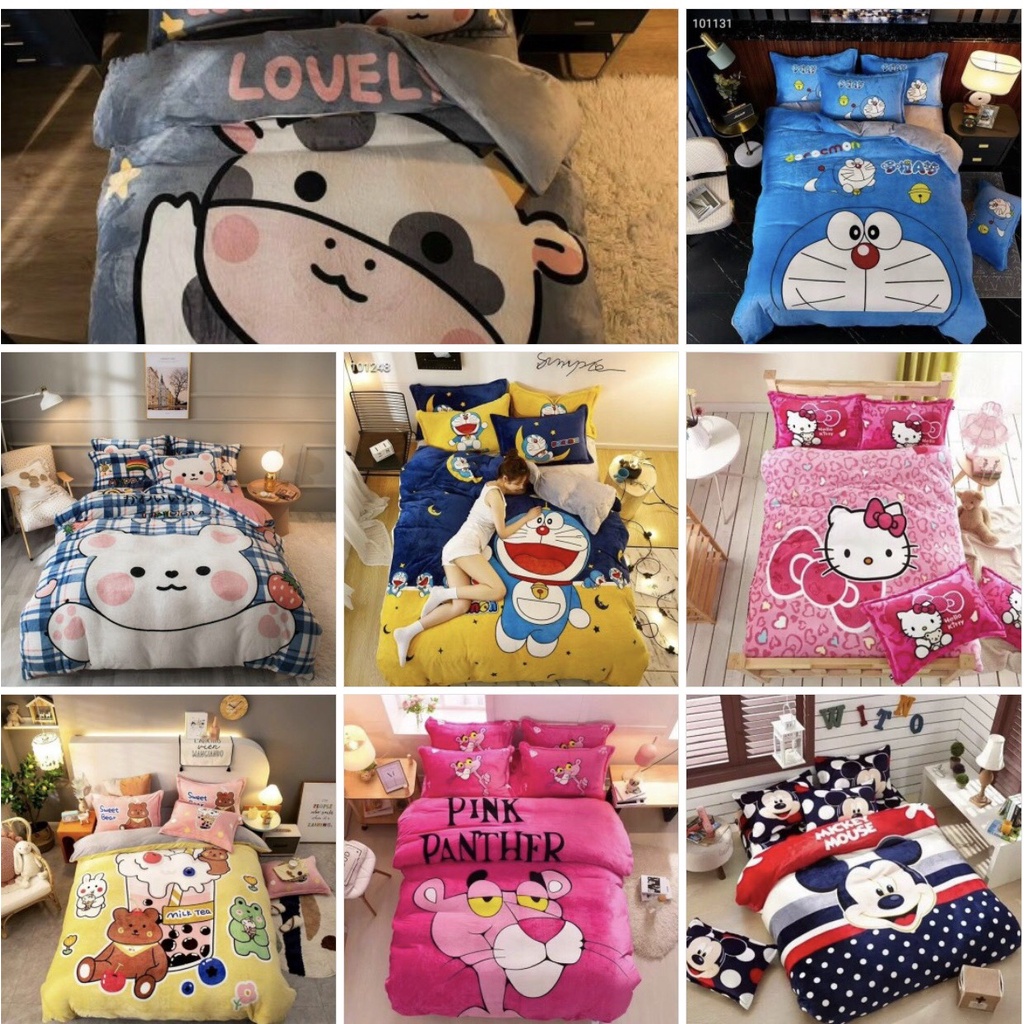 SÉT VỎ CHĂN GA GỐI NỈ NHUNG 3D CAO CẤP( ib chọn mẫu )