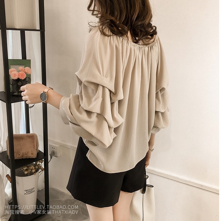 Áo Sơ Mi Chiffon Cổ Thuyền Dáng Rộng Thời Trang Công Sở Phong Cách Hàn Quốc Cho Nữ