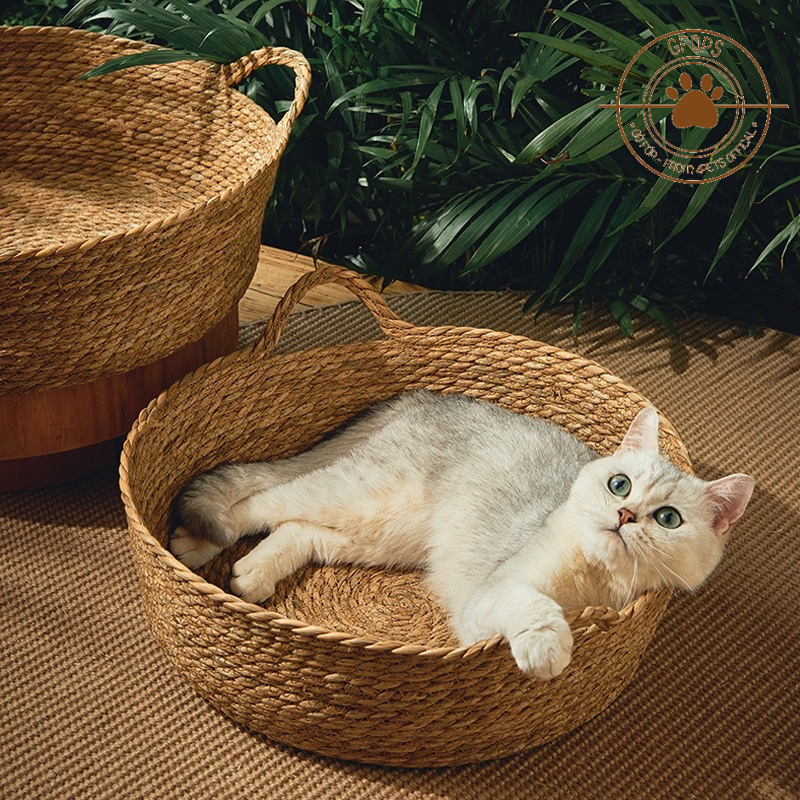 Ổ nằm cho thú cưng chất liệu mây tre đan thân thiện với môi trường, an toàn cho chó mèo - 4pets official