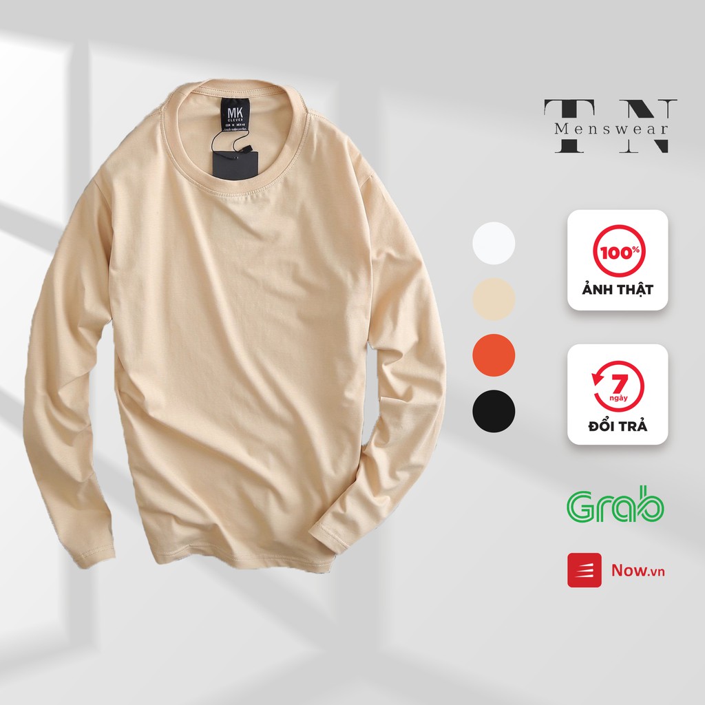 Áo thun nam tay dài MKCLEVER chất liệu cotton co giãn, giữ ấm, màu sắc trẻ trung năng động