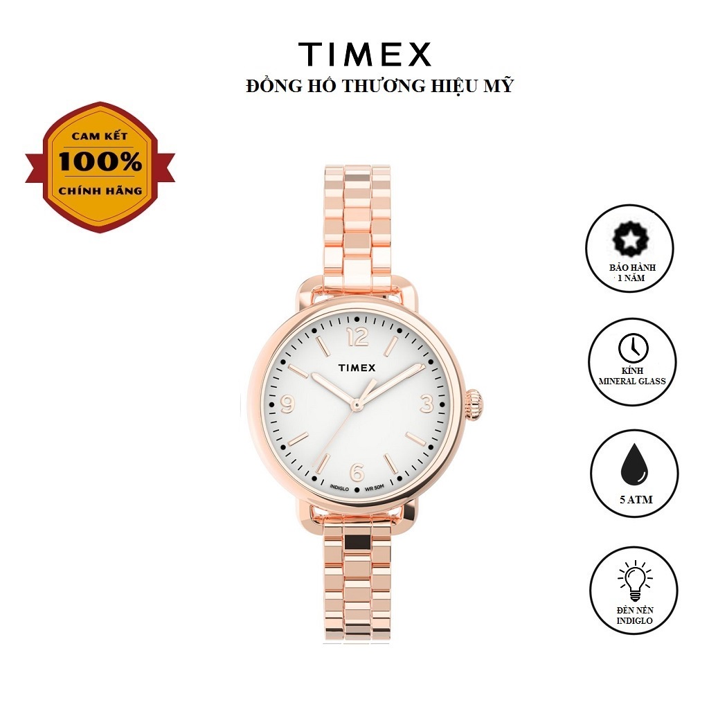 Đồng hồ Nữ Timex Standard Demi 30mm TW2U60700 Dây Kim Loại - Chính Hãng