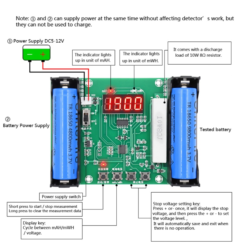 Thiết Bị Kiểm Tra Dung Lượng Pin XH-M240 Dành Cho Pin 18650 Lithium mAh