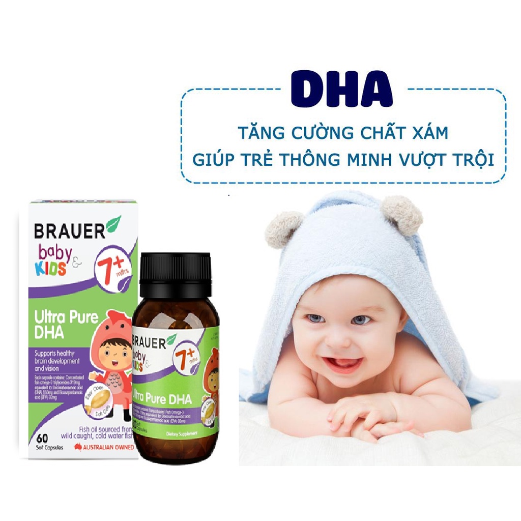 Viên Nhai Dầu Cá Omega 3 Cho Bé BRAUER ULTRA PURE DHA - Y Dược Xanh