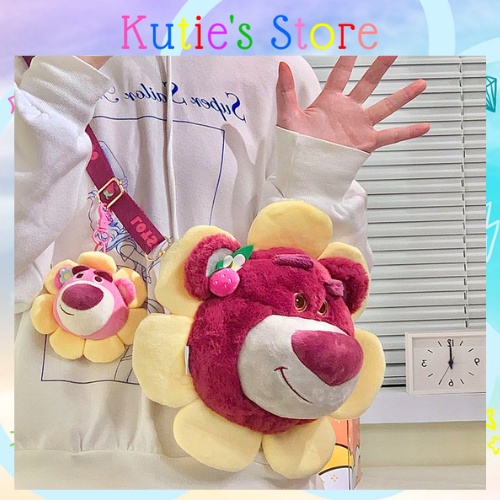 TÚI ĐEO CHÉO GẤU DÂU LOTSO HOA [SẴN] + MÓC KHÓA GẤU SUN FLOWER BEAR BAG DISNEY CHÍNH HÃNG CHUẨN TEM MÁC SIÊU ĐÁNG YÊU