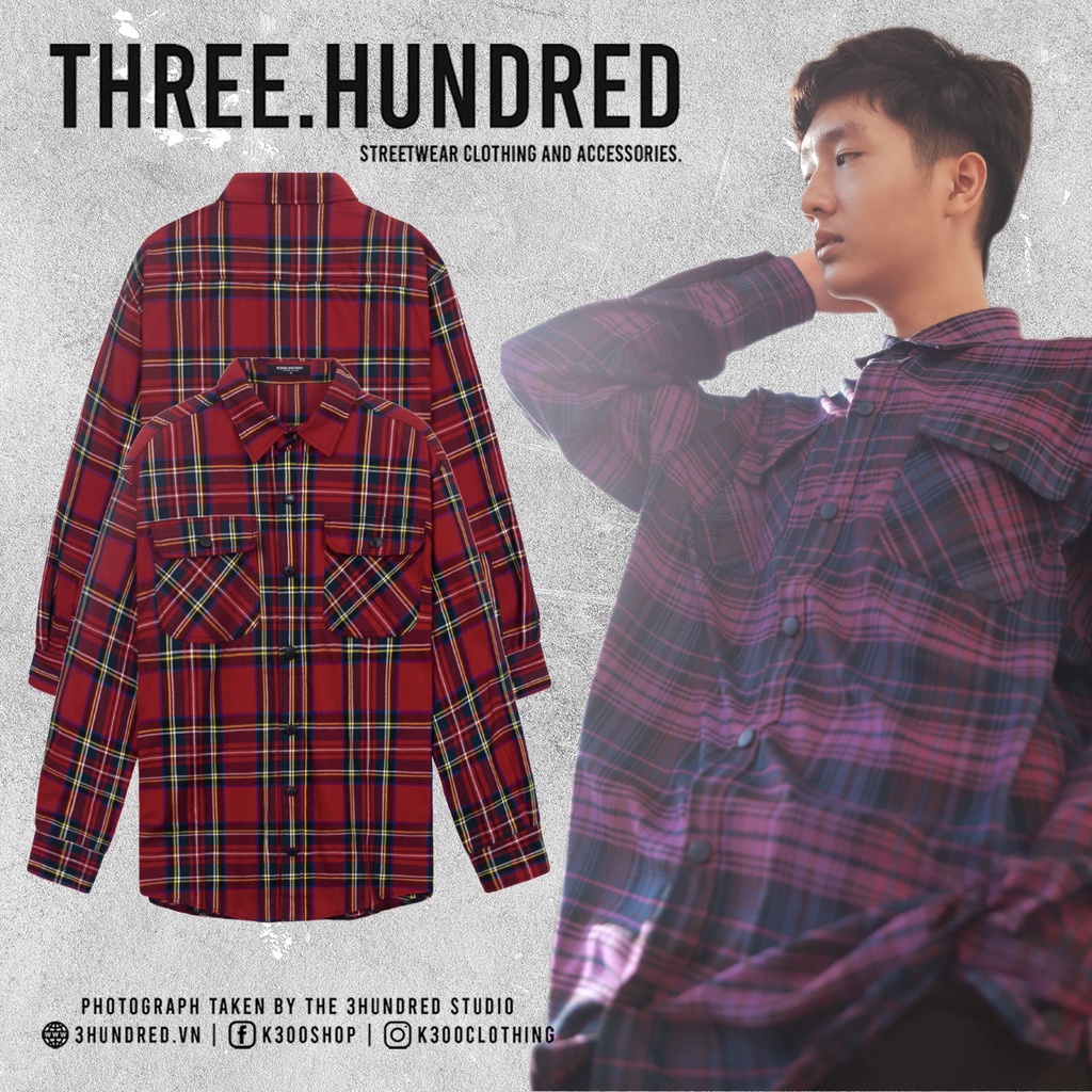 Áo Sơ Mi Flannel Sọc Tím Đen Chất Liệu Cotton Thoáng Mát