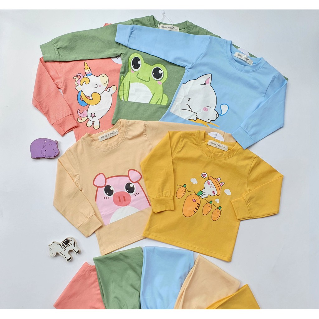 Bộ Dài Tay Minky Mom 100% Cotton Mềm Mịn Co Dãn Họa Tiết Con Vật QATE234 - NamKidShop