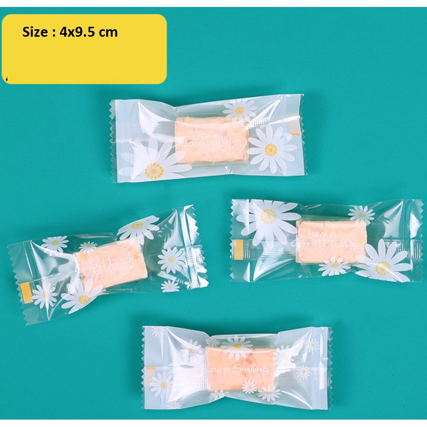 Túi Kẹo Nougat, túi Kẹo Hạnh Phúc hình hoa Cúc (100c/bịch) SIZE MINI 4 x 9.5 CM