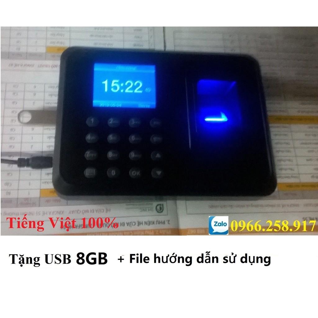 Máy Chấm Công Quét Vân Tay 911(Tặng USB 8GB + Video hướng dẫn sử dụng) (100% Tiếng Việt)