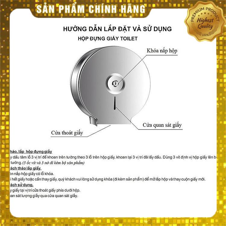 Hộp đựng giấy vệ sinh gắn tường cỡ lớn Inox 26cm