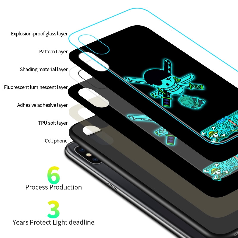 【Luminous Glass Casing】 OPPO A16 A54 A55 A95 4G Cho Ốp lưng điện thoại In Hình Anime One Piece Straw Hat Kid dạ quang