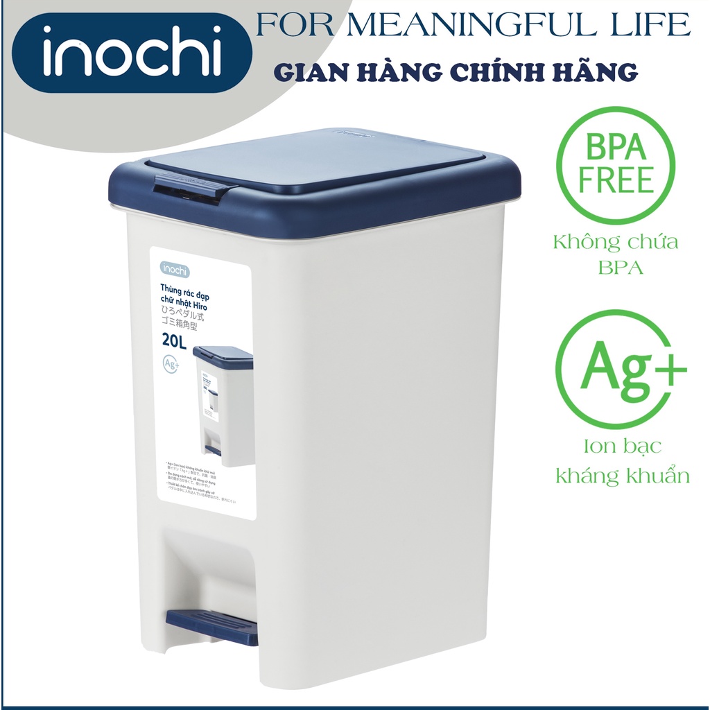 Thùng rác đạp chữ nhật Inochi Hiro 20L (loại kèm ruột)