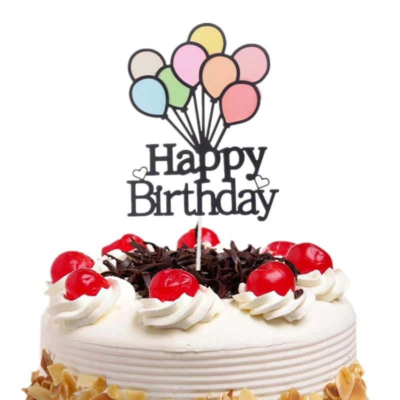 Bong Bóng Trang Trí Bánh Kem Chữ Happy Birthday 100 Ngày / 1 Tuổi Nhiều Màu Sắc