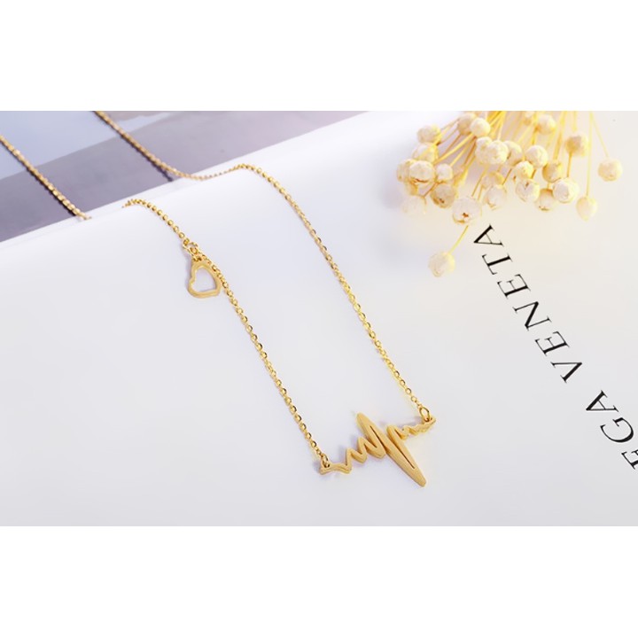 DÂY CHUYỀN TITAN CAO CẤP HÌNH NHỊP TIM THỜI TRANG TN015 - siêu đẹp, bền màu, chuẩn thời trang