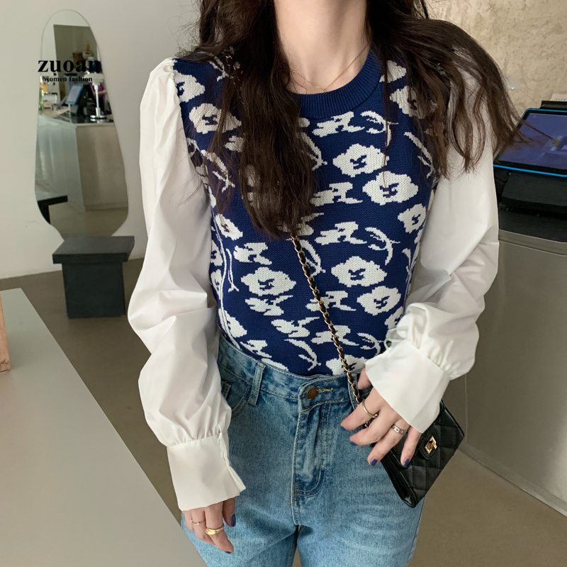 SUXI Áo Dệt Kim Tay Dài Dáng Rộng Thời Trang Mùa Thu Trẻ Trung Cho Nữ