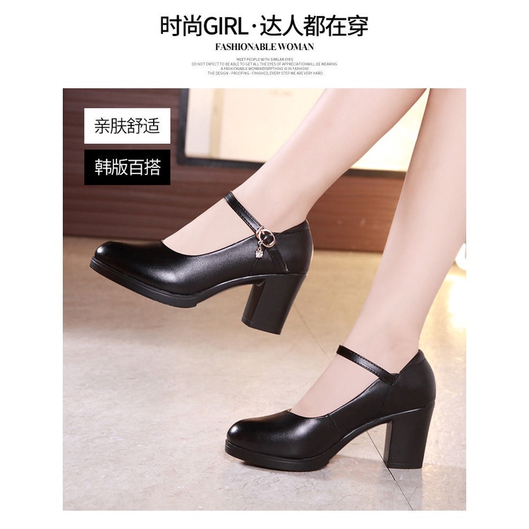 Giày Cao Gót Mũi Tròn Đế Dày Chống Thấm Nước Thời Trang Công Sở Cho Nữ