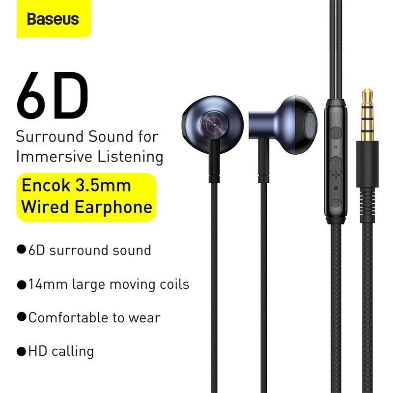 Tai nghe AUX 3.5mm Baseus Encok H19 Wired Earphone
