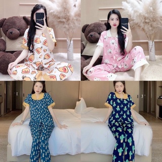 Đồ bộ tiểu thư tay ngắn quần dài - bộ mặc nhà dễ thương cổ sen tay ngăn - pijama đẹp
