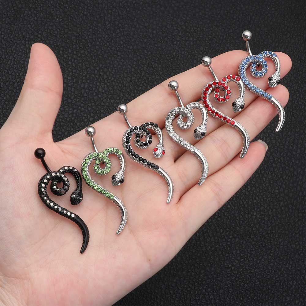 Khuyên Rốn Hình Rắn Bằng Thép Không Gỉ Mới Unisex