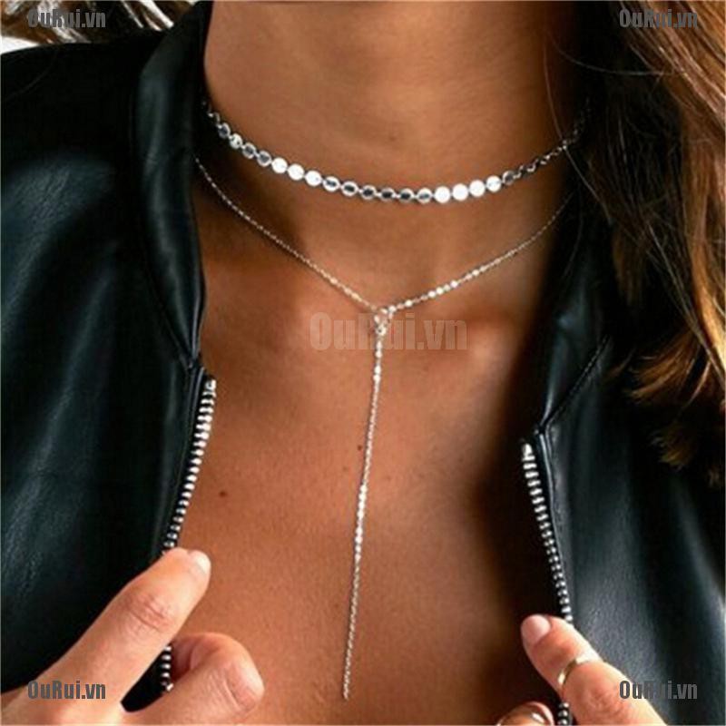{FCC}Vòng cổ choker đính đá lấp lánh phong cách Gothic hợp thời trang{OuRui.vn}