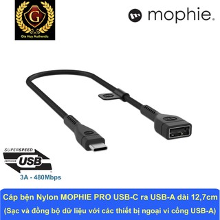 Cáp chuyển đổi bện Nylon Mophie PRO Adapter USB-C to USB-A dài 12,7cm