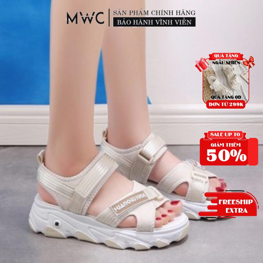 GIÀY SANDAL NỮ MWC -GIÀY SANDAL QUAI CHÉO CHỮ X ĐẾ CAO PHỐI CHỮ NĂNG ĐỘNG - NUSD- 2757