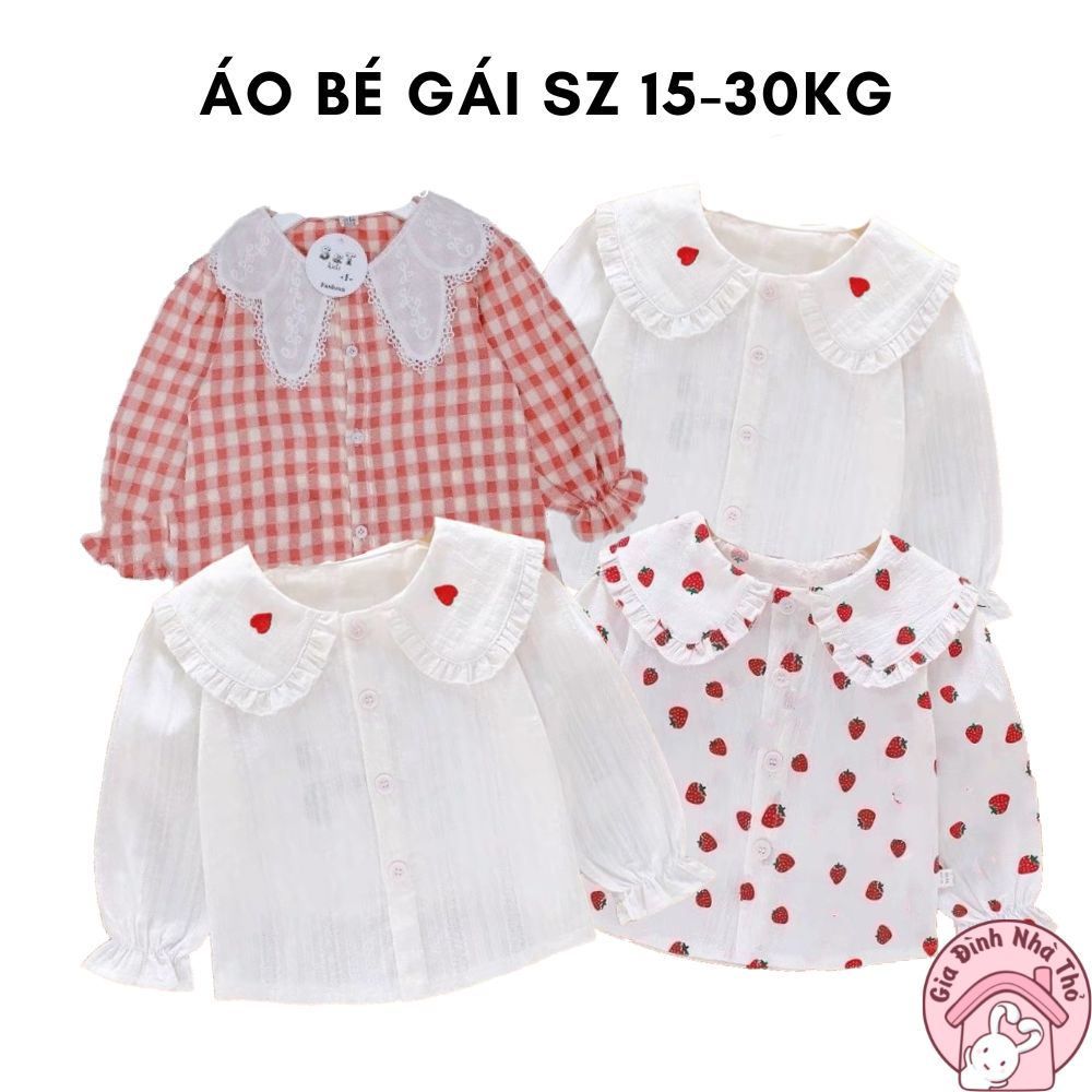 (15-30kg) Áo sơ mi áo đồng phục bé gái đi học đi chơi