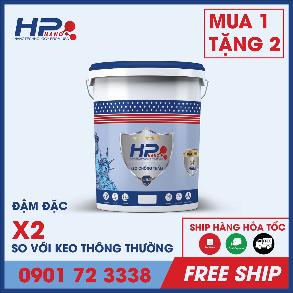 Keo chống thấm HPNANO SỐ 1 NHẬP MỸ 5L - Chống thấm nhà vệ sinh, mái tôn,sàn nhà, vết nứt