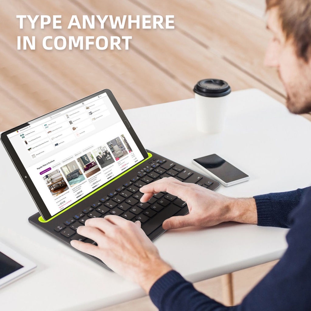 Bàn Phím Bluetooth Không Dây 2 Kênh Kèm Giá Đỡ Tiện Dụng