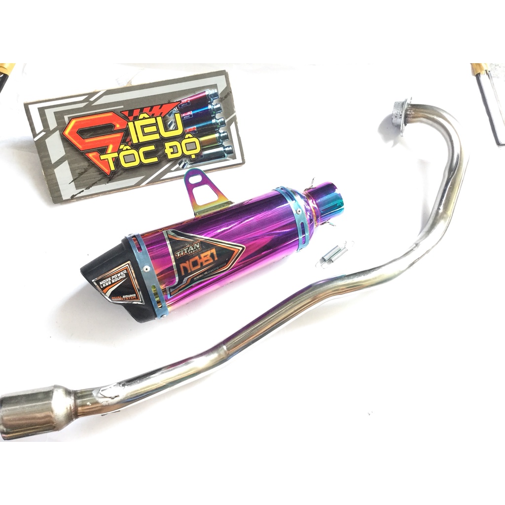 Bộ pô NOBI 7 màu FULL CỔ INOX THẲNG WAVE, SI, CUP, DREAM, EXCITER, WINER, SONIC, RAIDER FI, SATRIA, GSX