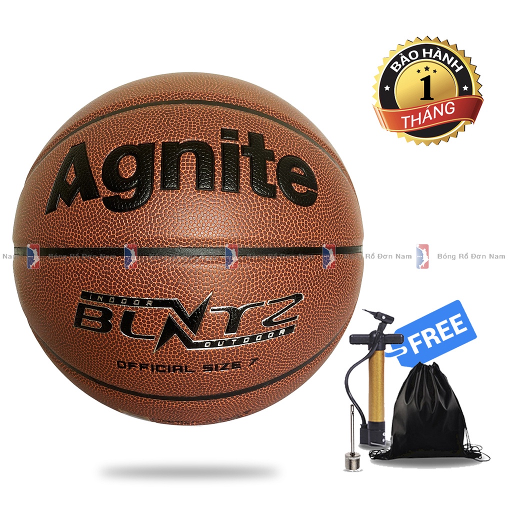 (Chính hãng 100%) Quả bóng rổ da Agnite - Bóng rổ size 7 - Bóng cày outdoor cực tốt + Tặng kim bơm, túi rút
