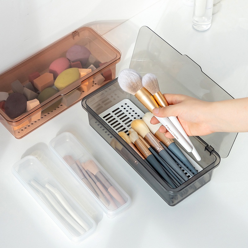 Hộp đựng đồ trang điểm, cọ trang điểm, bông phấn, đồ dùng cá nhân 2 lớp tiện lợi, sạch sẽ
