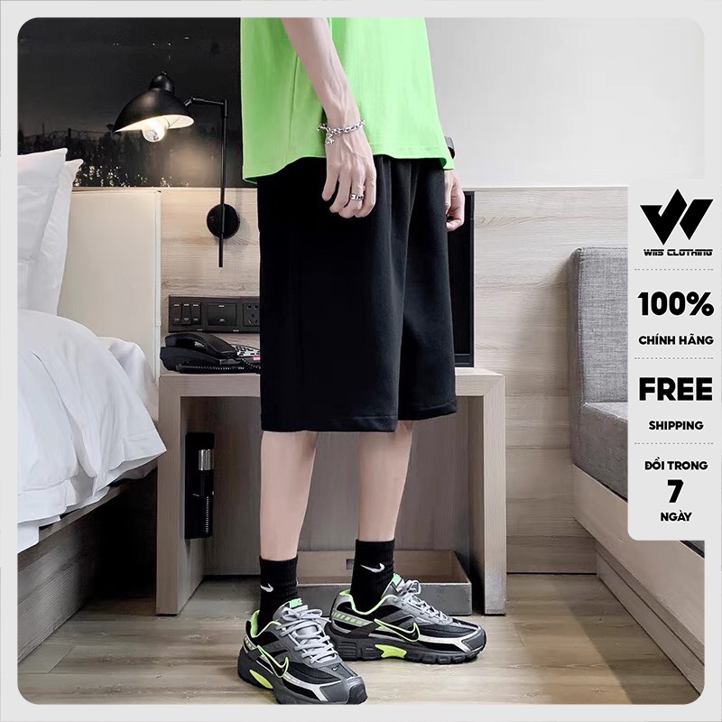 Quần short thun nam ống rộng WIIS unisex Trơn quần đùi lửng thời trang nam nữ ulzzang