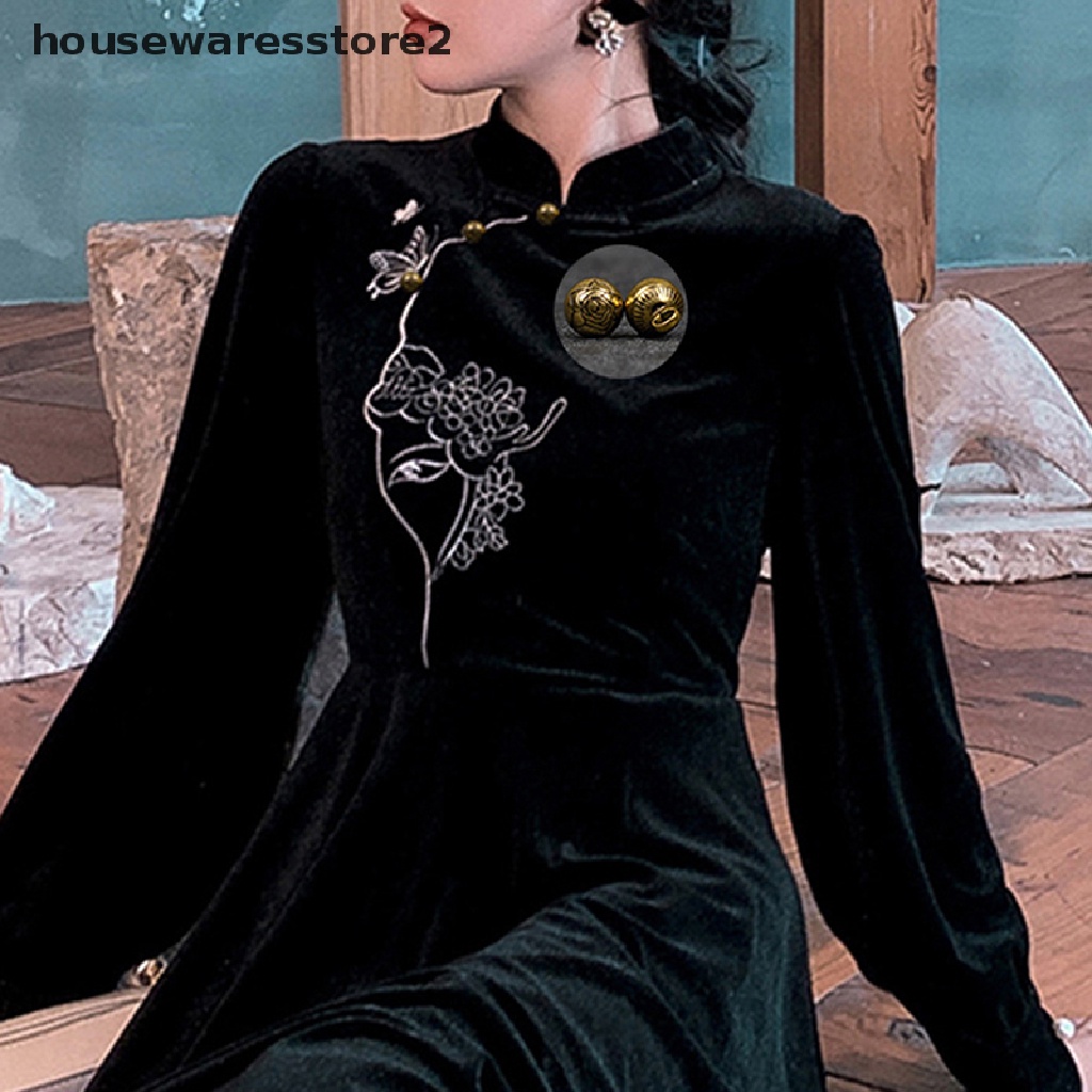Set 2 Nút Tròn Bằng Đồng Thau Làm Trang Sức Diy