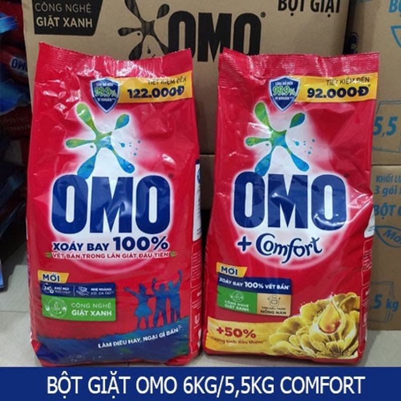 Bột giặt tay omo 5.7kg và 5,3 kg hương cổm combo tết kèm gói 520g