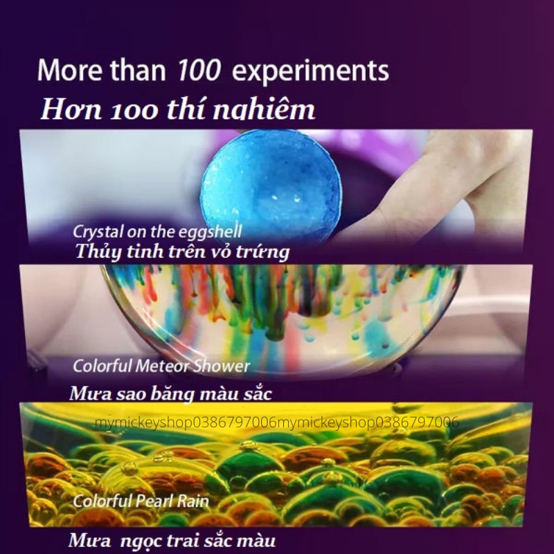 Bộ đồ chơi Topbright thí nghiệm khoa học 3 cấp độ bé học Steam Stem Bubble Science Experiment Super Lab bé từ 6 7 8 tuổi
