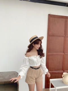 Áo trễ vai croptop đan dây