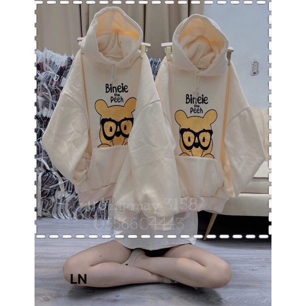 Áo hoodie gấu vàng Bineie mũ 2 lớp TH6