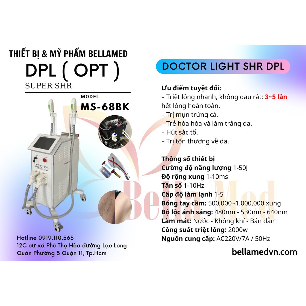 Máy triệt lông OPT doctor light SHR -Model MS-68BK
