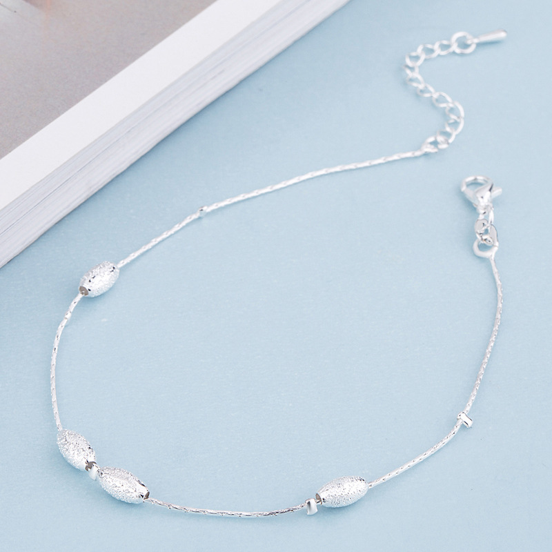 Lắc Chân Trendy Silver Bead Anklet Simple Snake Chain Foot Anklets for Women Girl Lady Jewelry Accessories Gifts