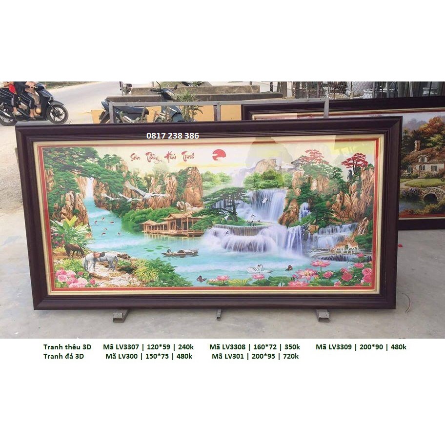Tranh thêu lưu thủy sinh tài  LV3307 , LV3308 , LV3309