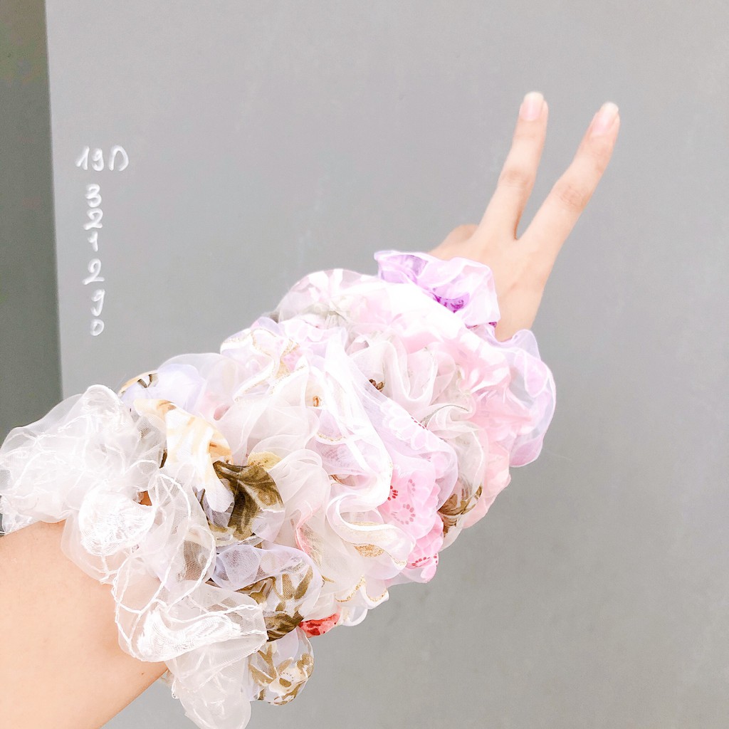 Dây cột tóc scrunchies voan hoa LITTLE MUSE