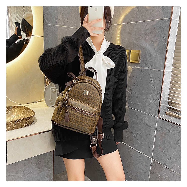 Balo da nữ mini họa tiết monogram thời trang vintage cao cấp đi học đi chơi A802-2