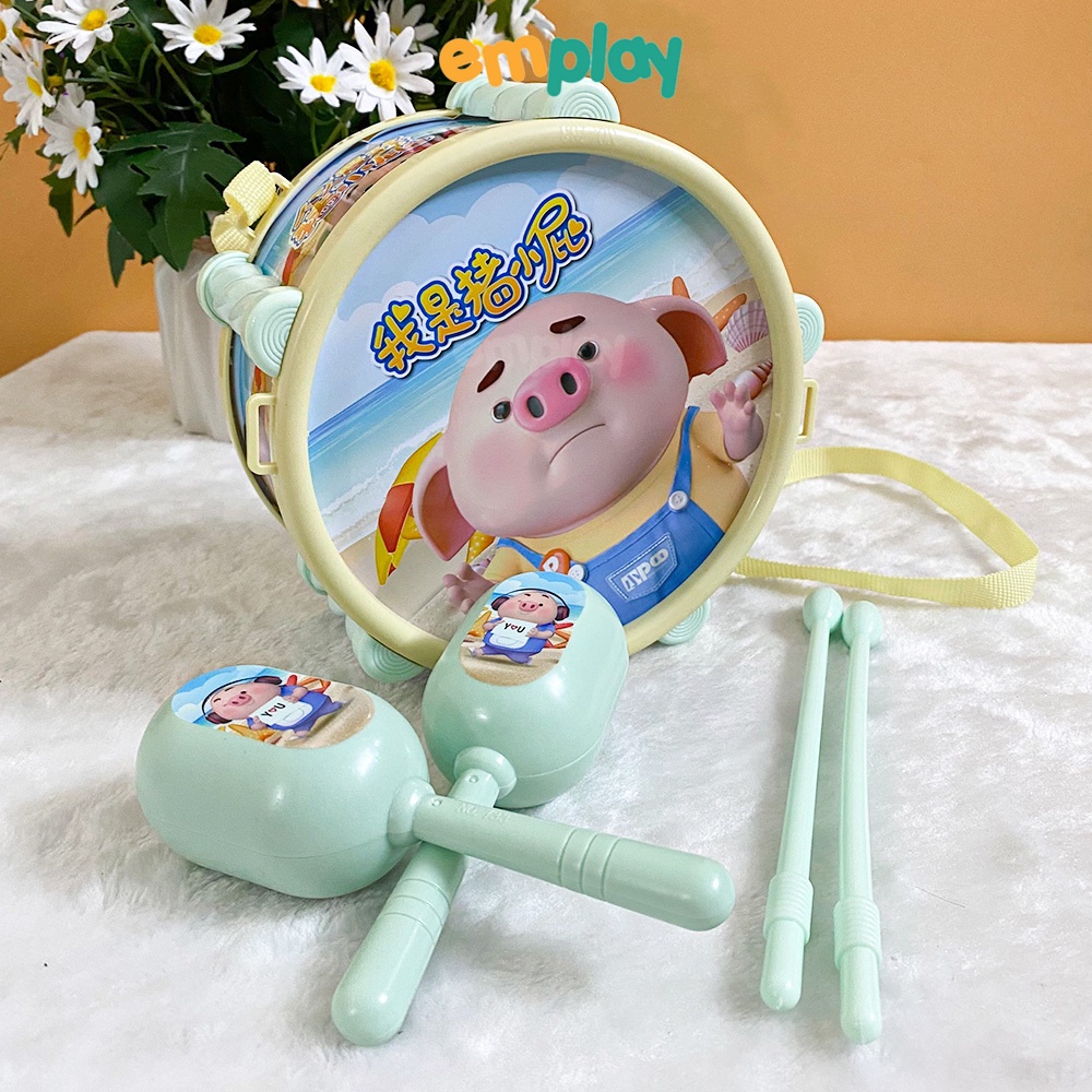 (Summer Sale 50%) Bộ đồ chơi trống kèn Emplay có mẫu kèm xúc xắc, kèn, âm vang tốt, chất liệu nhựa bền đẹp an toàn