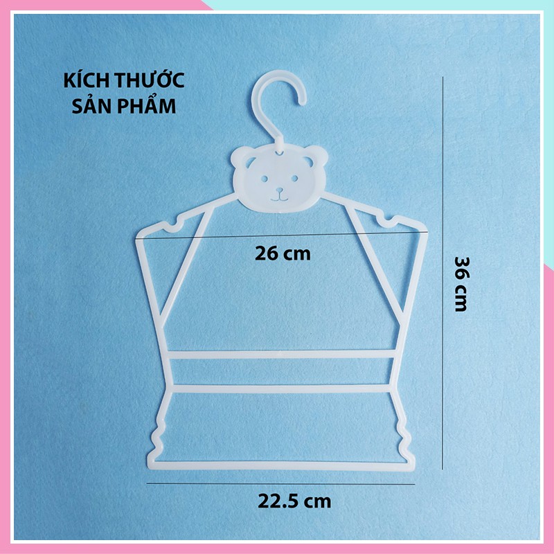 Set 10 Móc Treo Quần Áo Trẻ Em, móc bộ cổ xoay trẻ em size nhỏ hình mặt chú gấu đáng yêu