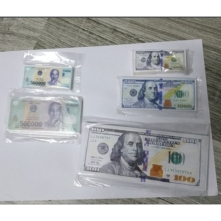 Set 20 tờ tiền dollar trang trí bánh kem, tiền đô mini trang trí